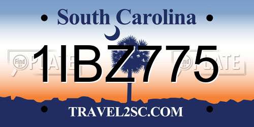1IBZ775 South Carolina License Plate