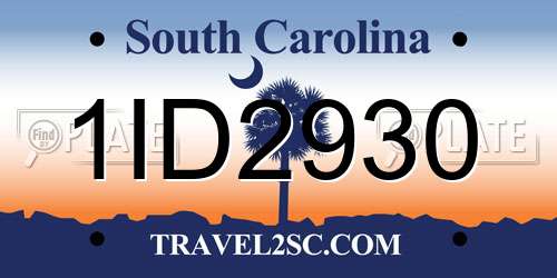 1ID2930 South Carolina License Plate