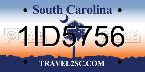 1ID5756 South Carolina License Plate