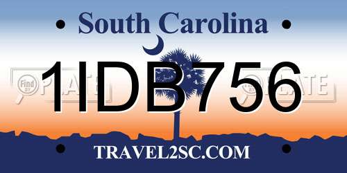 1IDB756 South Carolina License Plate