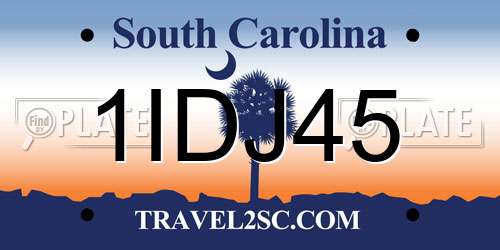 1IDJ45 South Carolina License Plate