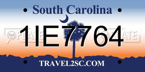 1IE7764 South Carolina License Plate
