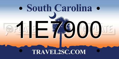 1IE7900 South Carolina License Plate