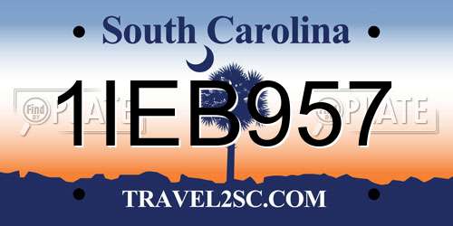 1IEB957 South Carolina License Plate