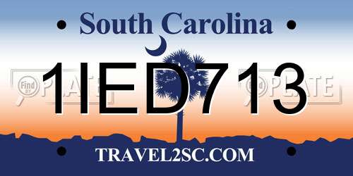 1IED713 South Carolina License Plate