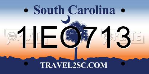 1IEO713 South Carolina License Plate