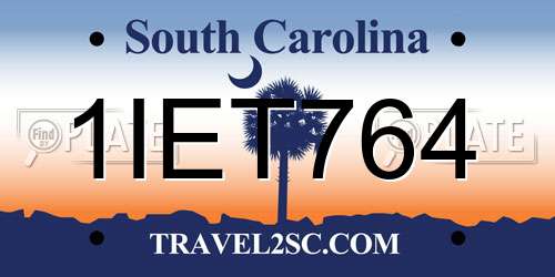 1IET764 South Carolina License Plate