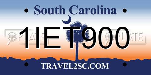 1IET900 South Carolina License Plate