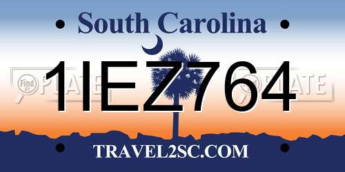 1IEZ764 South Carolina License Plate