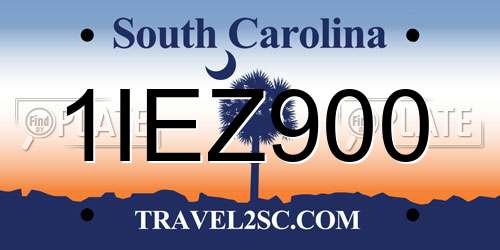 1IEZ900 South Carolina License Plate
