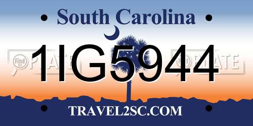 1IG5944 South Carolina License Plate