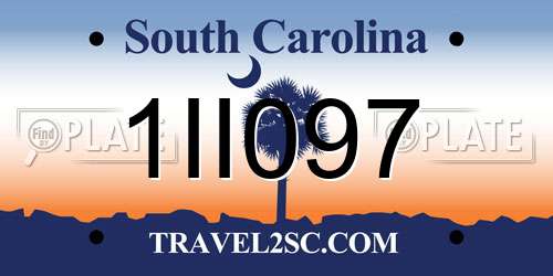 1II097 South Carolina License Plate