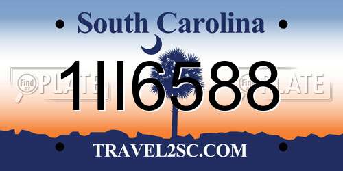 1II6588 South Carolina License Plate