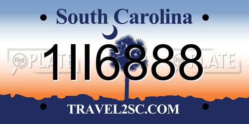 1II6888 South Carolina License Plate