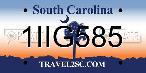 1IIG585 South Carolina License Plate