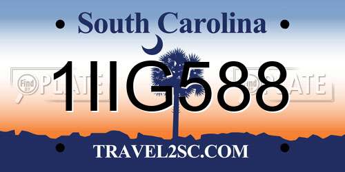 1IIG588 South Carolina License Plate