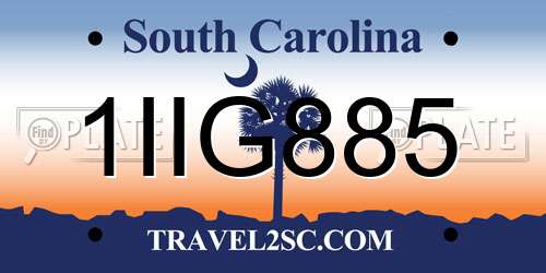 1IIG885 South Carolina License Plate
