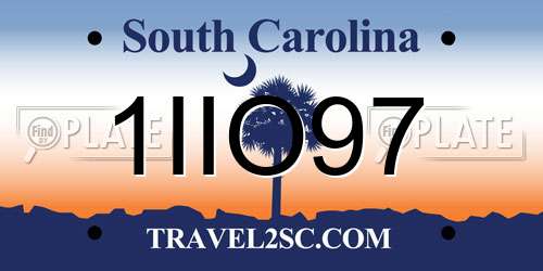 1IIO97 South Carolina License Plate