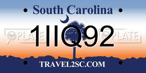 1IIQ92 South Carolina License Plate