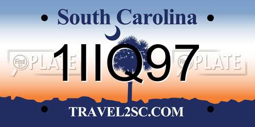 1IIQ97 South Carolina License Plate