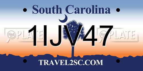1IJV47 South Carolina License Plate