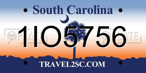 1IO5756 South Carolina License Plate
