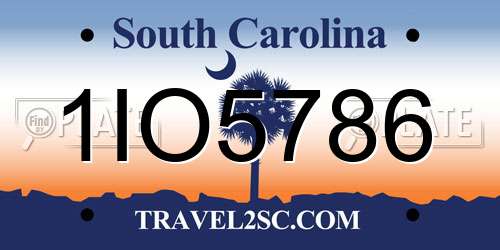 1IO5786 South Carolina License Plate