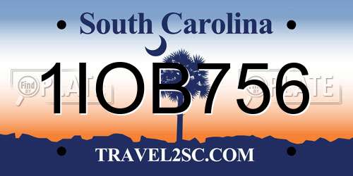1IOB756 South Carolina License Plate