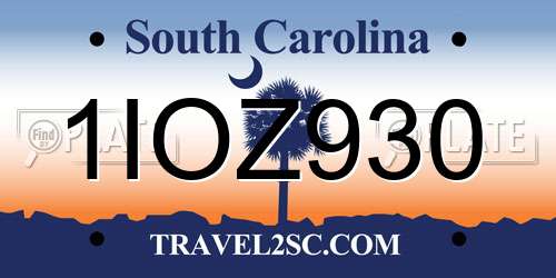 1IOZ930 South Carolina License Plate