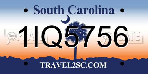 1IQ5756 South Carolina License Plate
