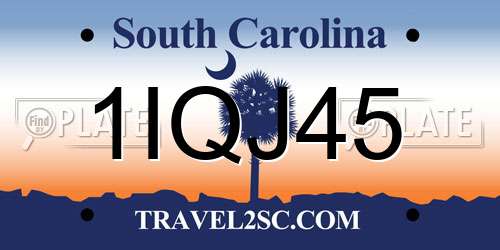 1IQJ45 South Carolina License Plate
