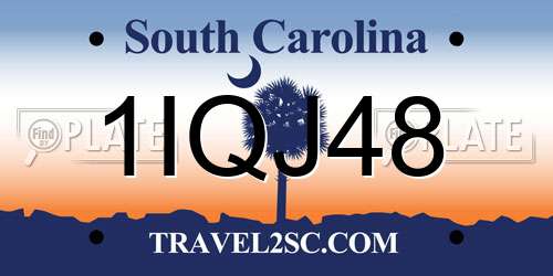 1IQJ48 South Carolina License Plate