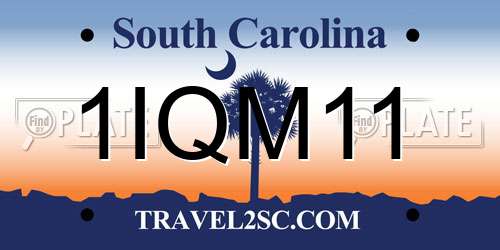 1IQM11 South Carolina License Plate