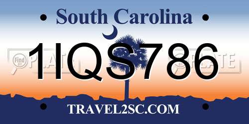 1IQS786 South Carolina License Plate