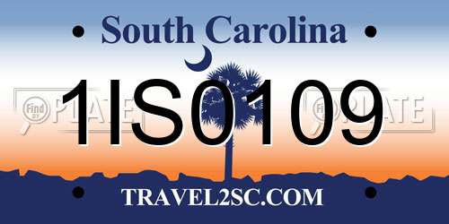 1IS0109 South Carolina License Plate
