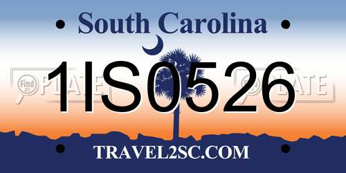 1IS0526 South Carolina License Plate