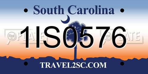 1IS0576 South Carolina License Plate