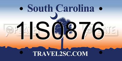 1IS0876 South Carolina License Plate