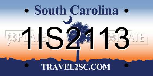 1IS2113 South Carolina License Plate