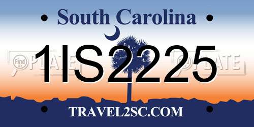 1IS2225 South Carolina License Plate