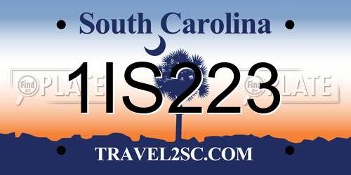 1IS223 South Carolina License Plate