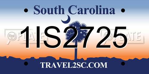 1IS2725 South Carolina License Plate