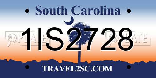 1IS2728 South Carolina License Plate