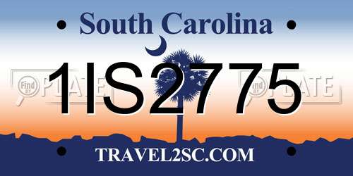 1IS2775 South Carolina License Plate