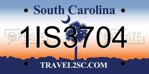 1IS3704 South Carolina License Plate