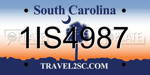 1IS4987 South Carolina License Plate