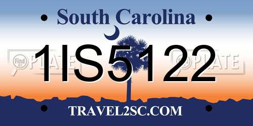 1IS5122 South Carolina License Plate