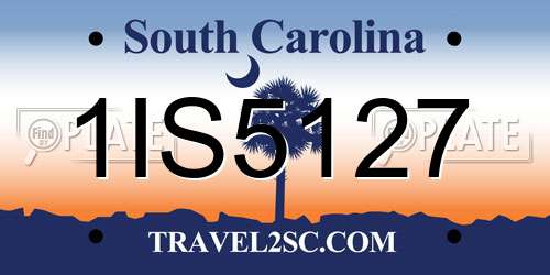 1IS5127 South Carolina License Plate