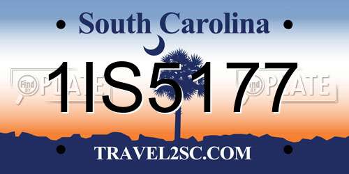 1IS5177 South Carolina License Plate