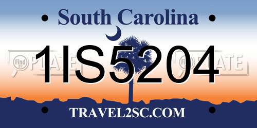 1IS5204 South Carolina License Plate